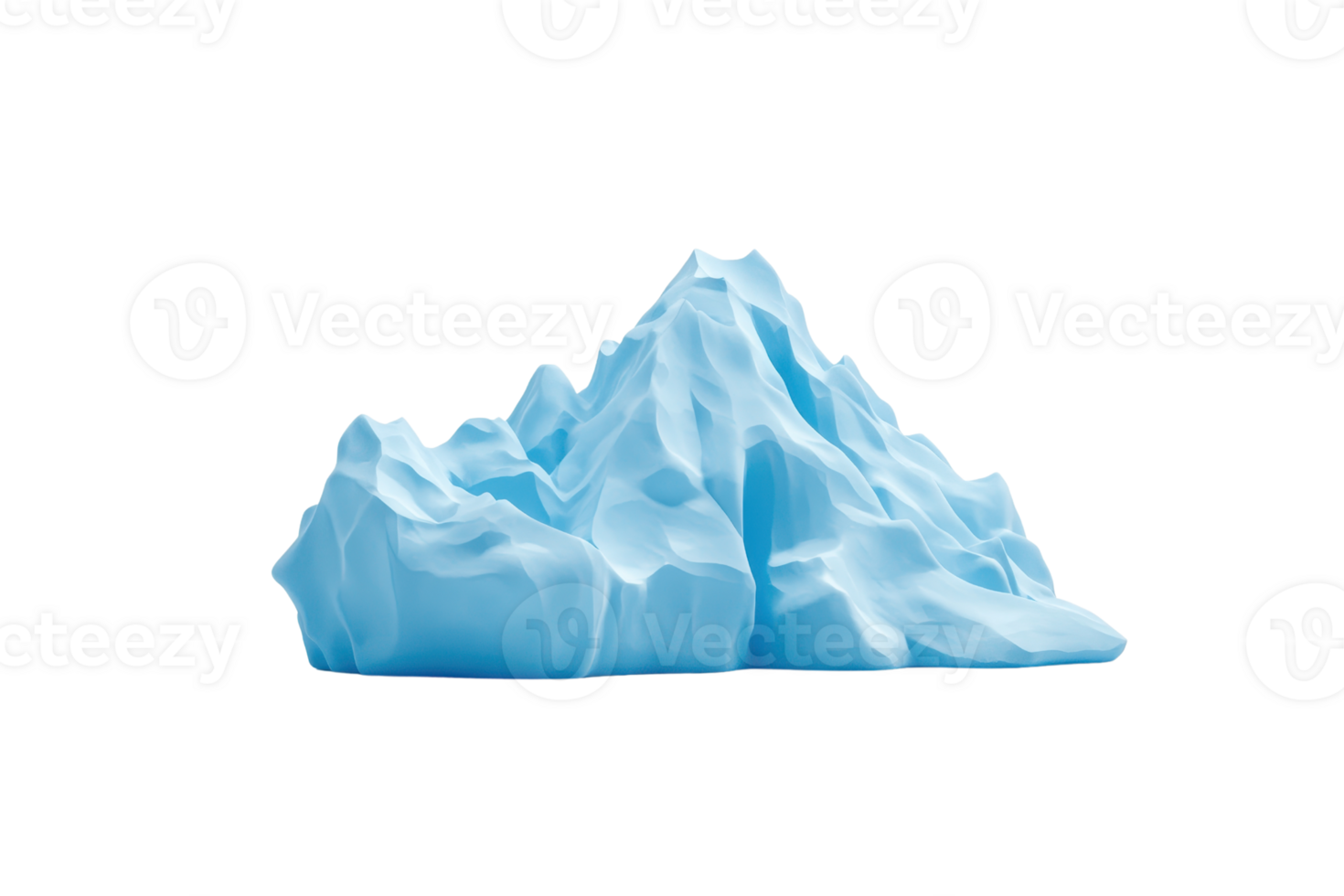 A stylized, blue iceberg with sharp peaks and rugged surfaces, resembling a frozen mountain. png