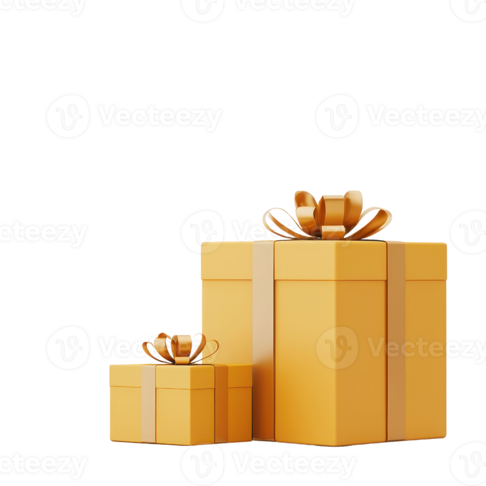 A pair of yellow gift boxes adorned with ribbons and bows, symbolizing celebration and special occasions. png
