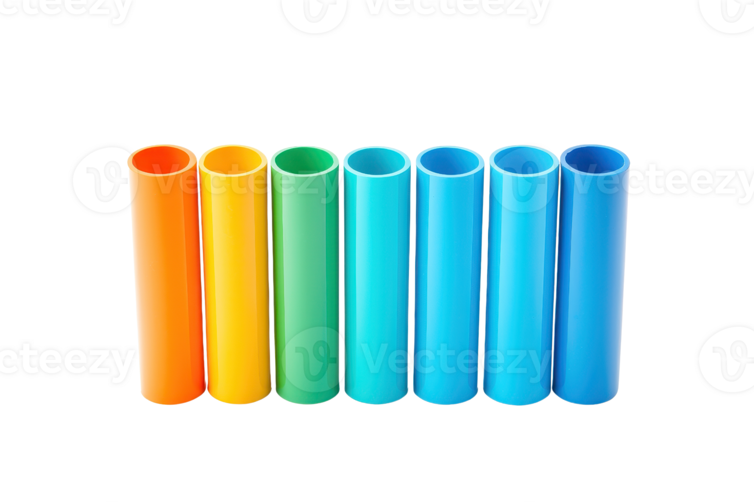 A vibrant arrangement of cylindrical tubes in various colors, creating a visually appealing gradient effect. png