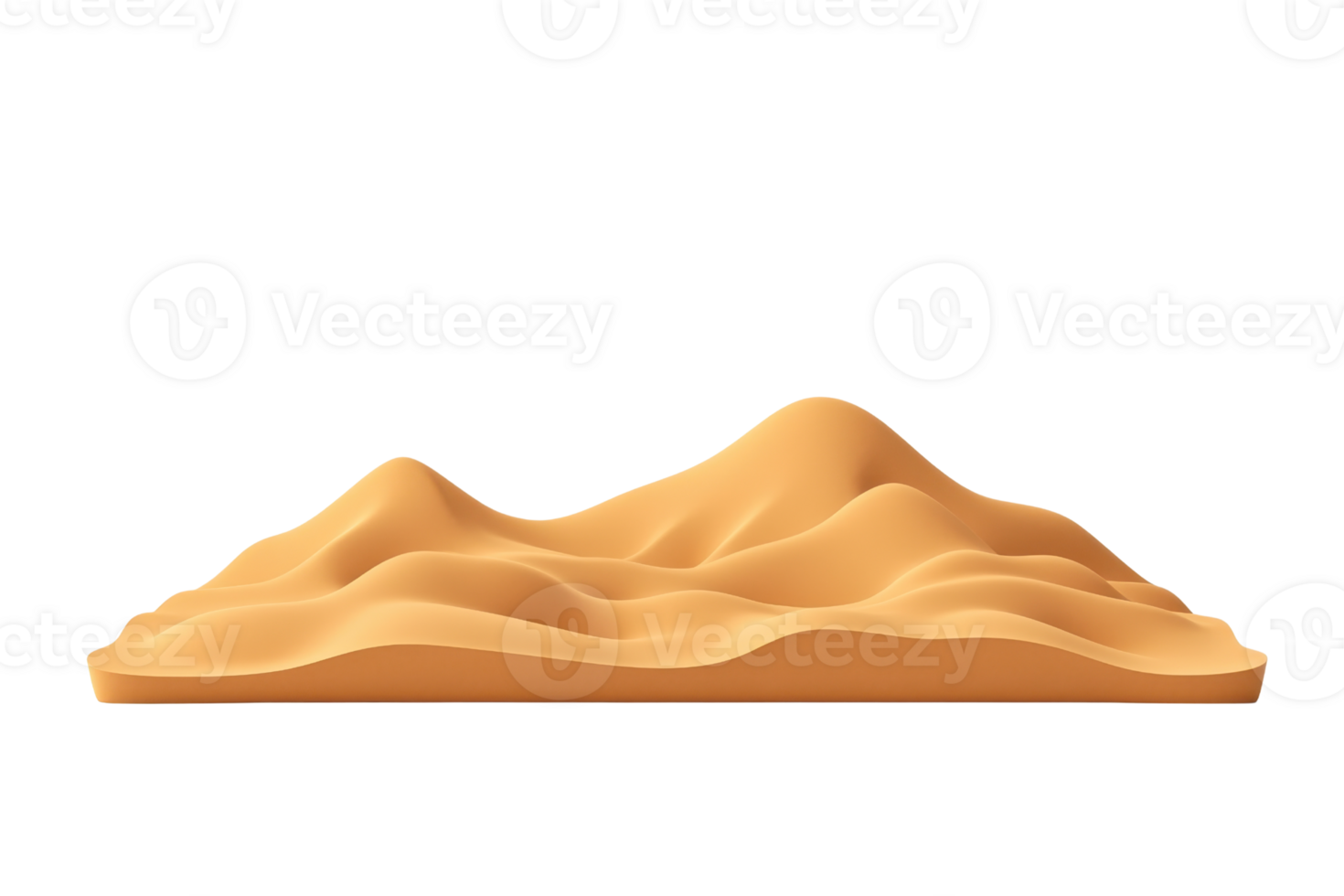 A stylized representation of a sandy landscape featuring smooth, undulating hills in a warm, golden hue. png