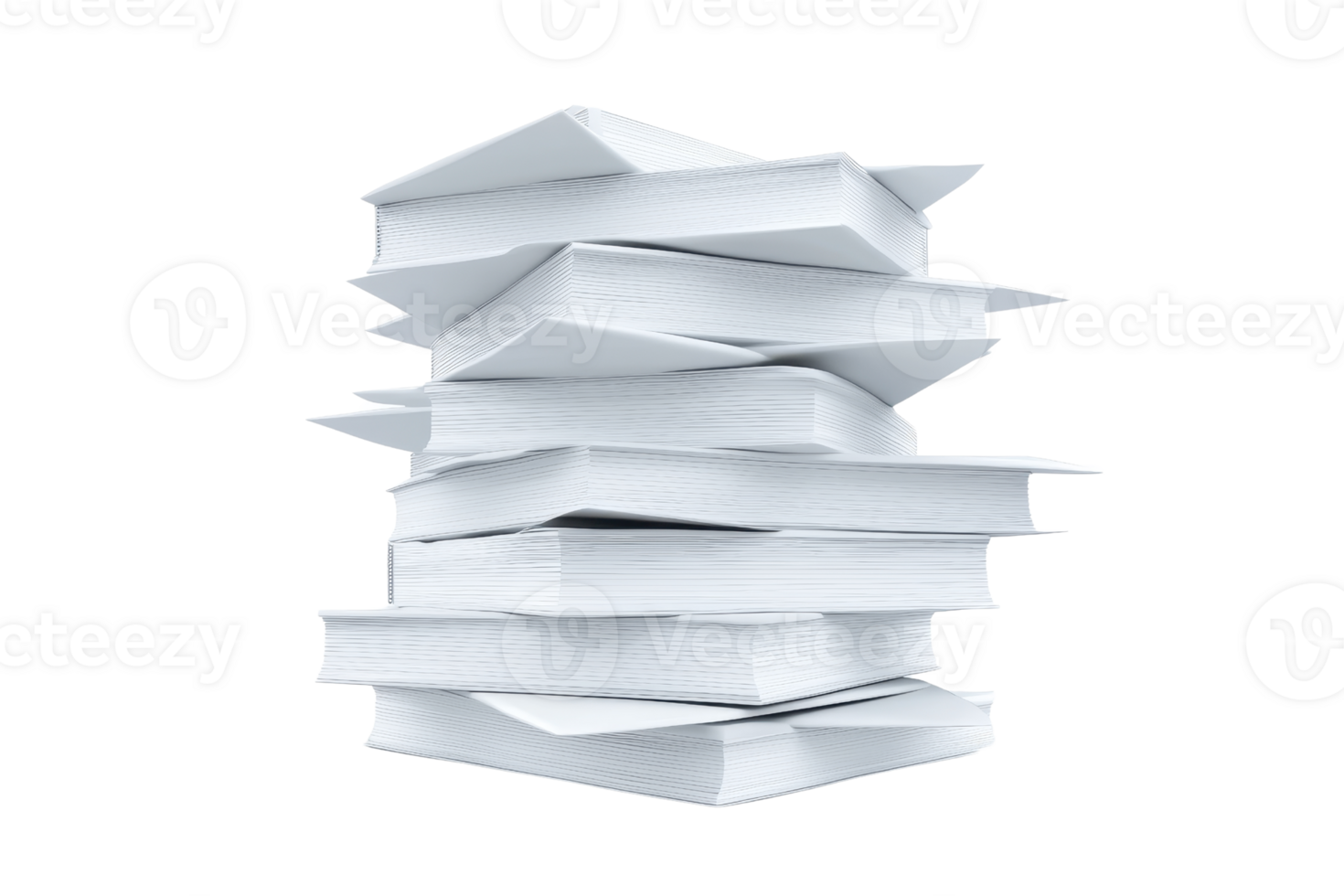 A stack of white, unbound papers arranged in a disorganized manner. png