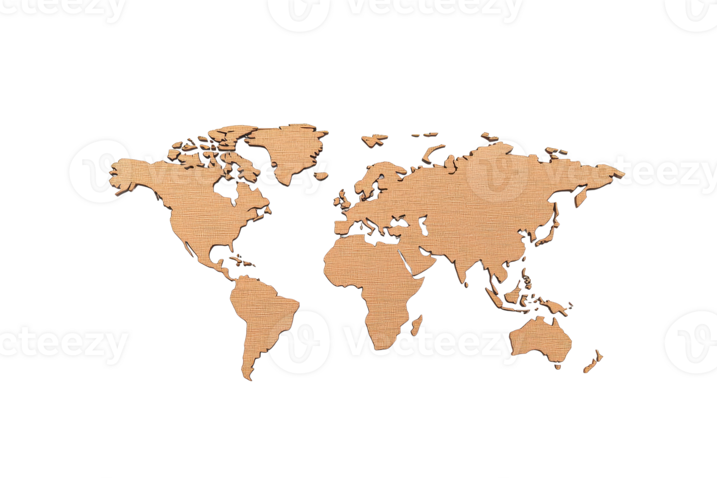 A wooden world map illustration displaying continents in a rustic style. png