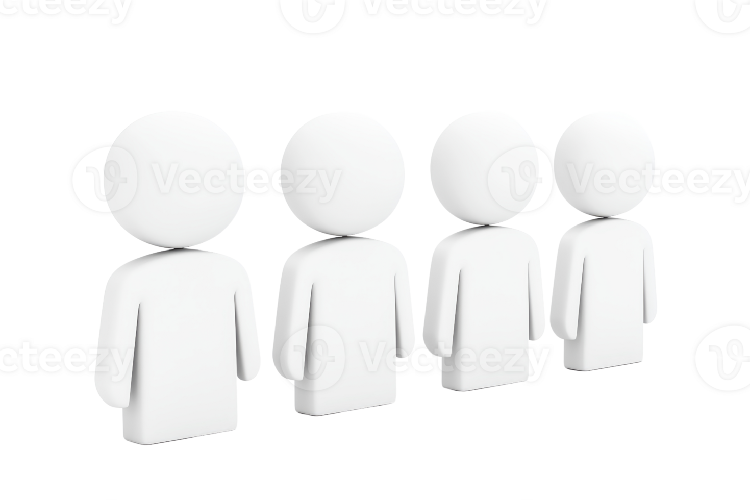 Simple white figures standing in a line. png