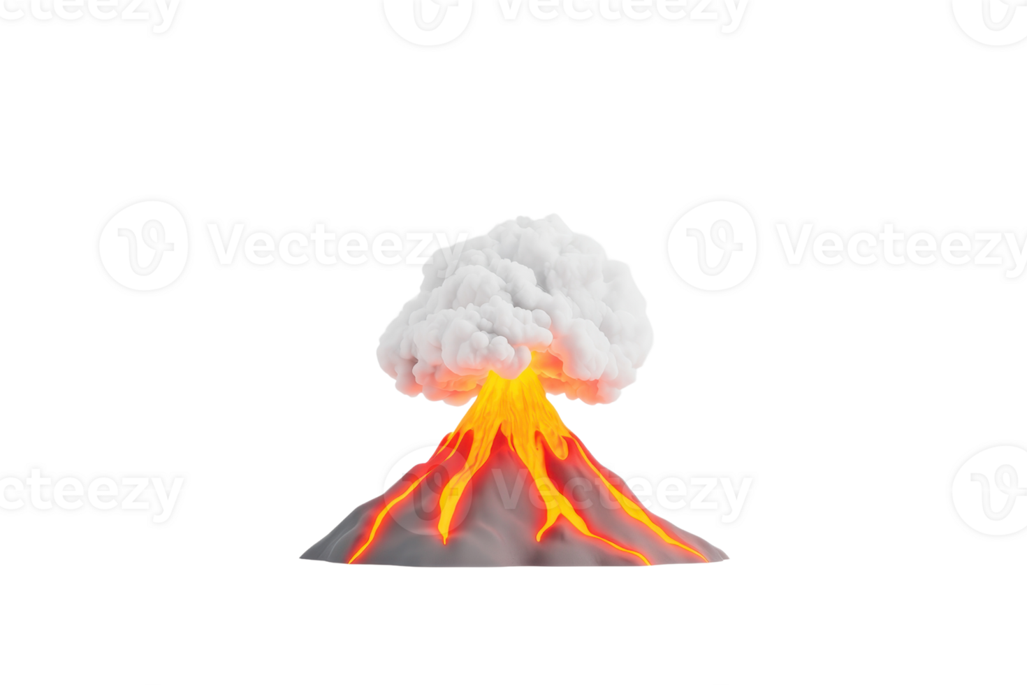A volcanic eruption spewing molten lava and ash, showcasing a dramatic explosion from the summit. png