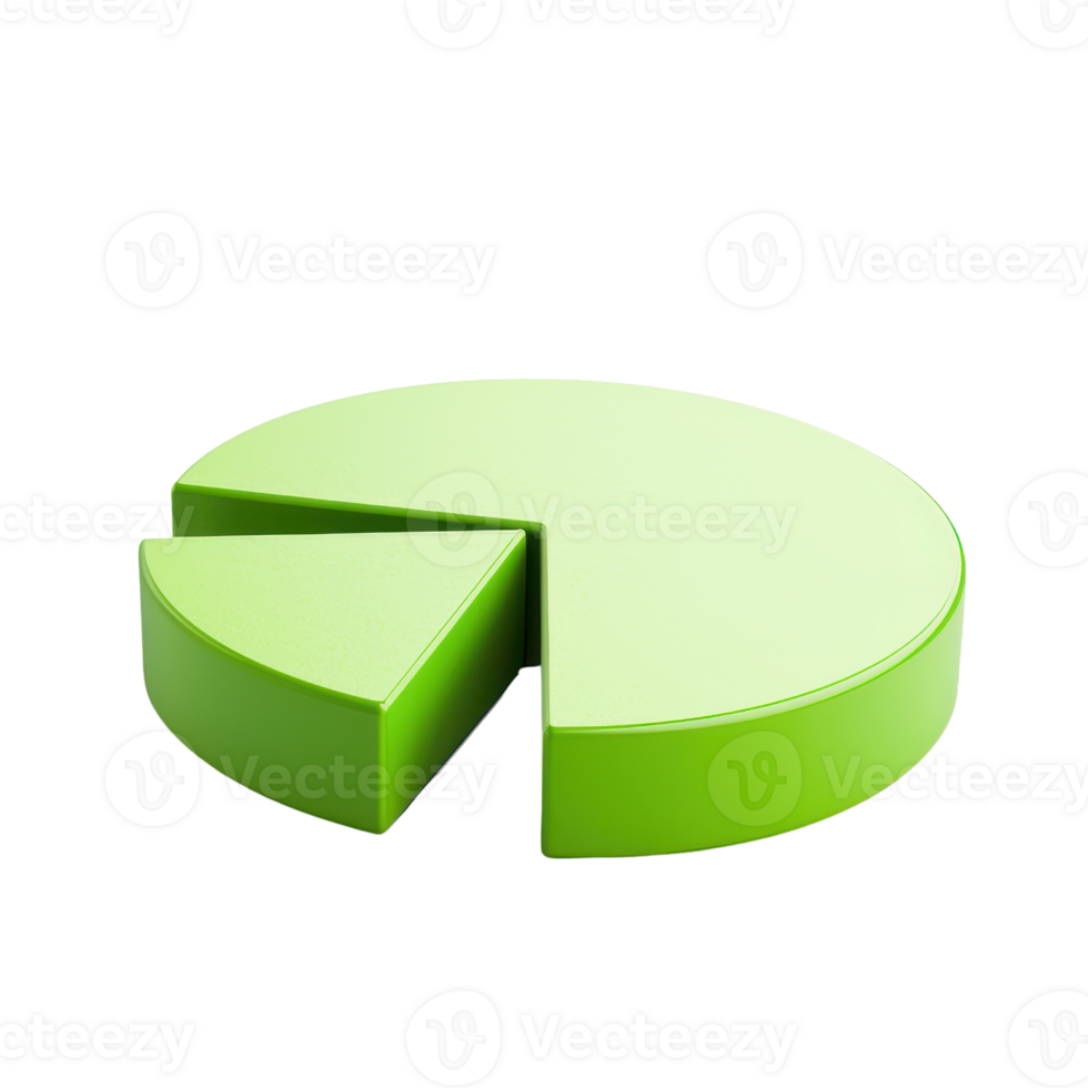 A green pie chart with a slice removed, representing data division and analysis. png