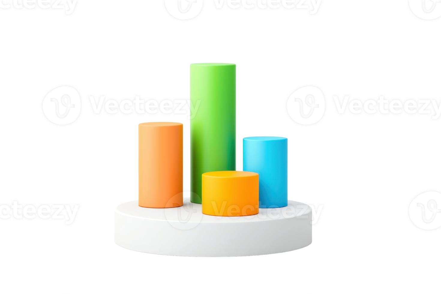 Colorful cylindrical shapes of varying heights arranged on a circular base, showcasing a playful and vibrant design. png