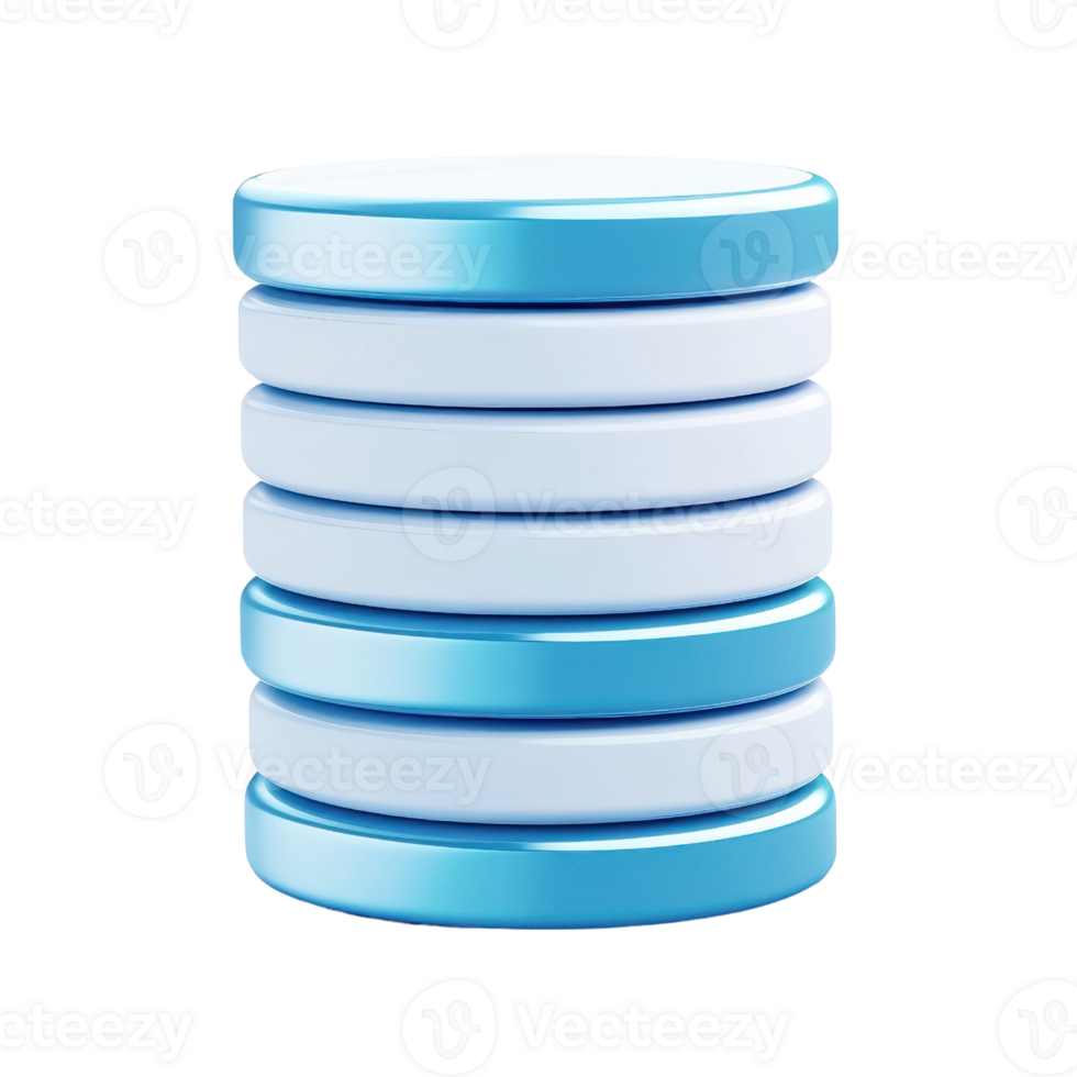 A stack of circular disks in alternating colors of blue and white, showcasing a clean and modern design. png