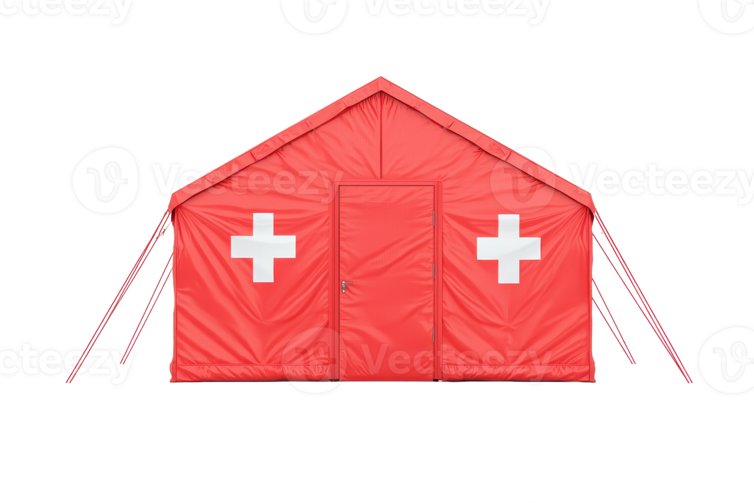 A bright red tent featuring white crosses, commonly associated with medical emergencies or first aid services. png