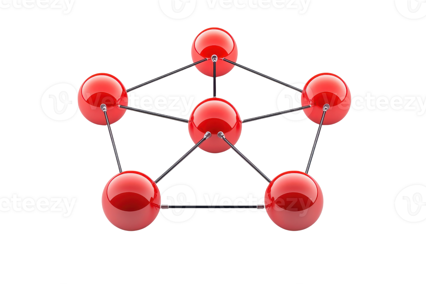 A cluster of red spheres connected by lines, representing a molecular or atomic structure. png