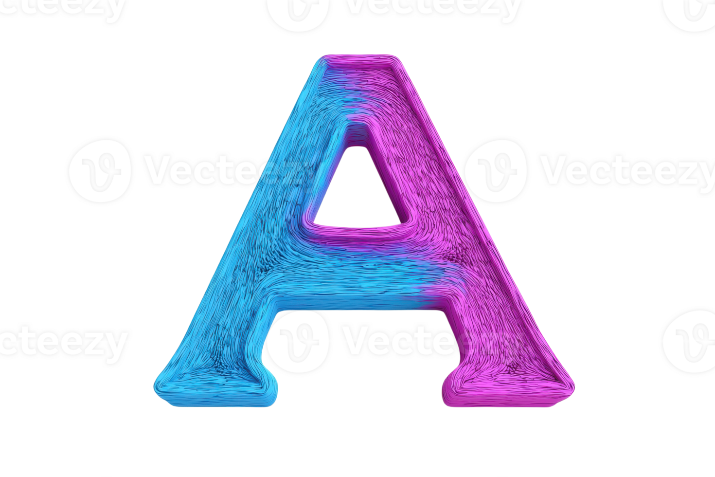 A vibrant, stylized letter A in blue and pink hues, showcasing a unique textured design. png