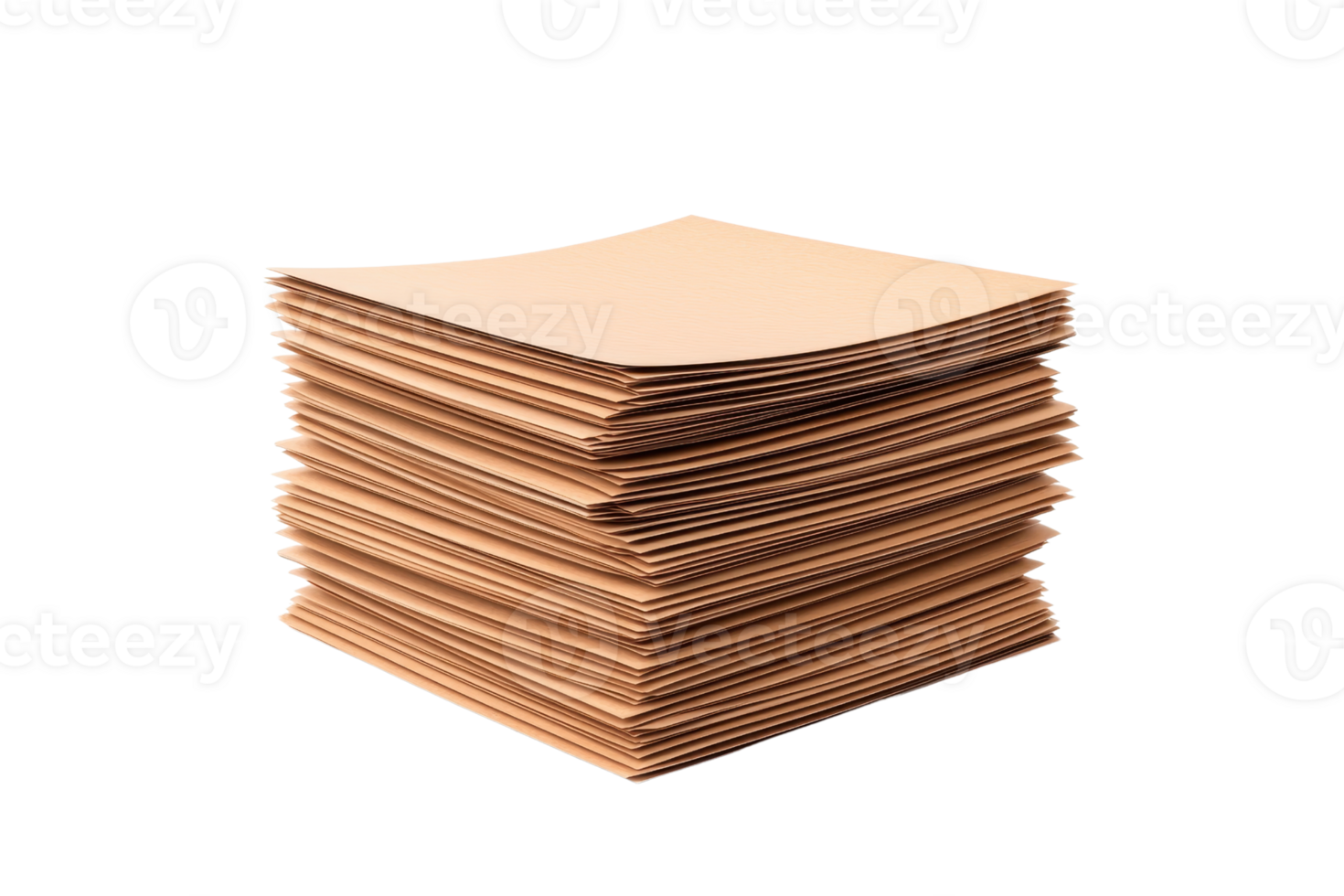 A stack of neatly arranged, light brown sheets of paper, showcasing a smooth texture and uniform shape. png