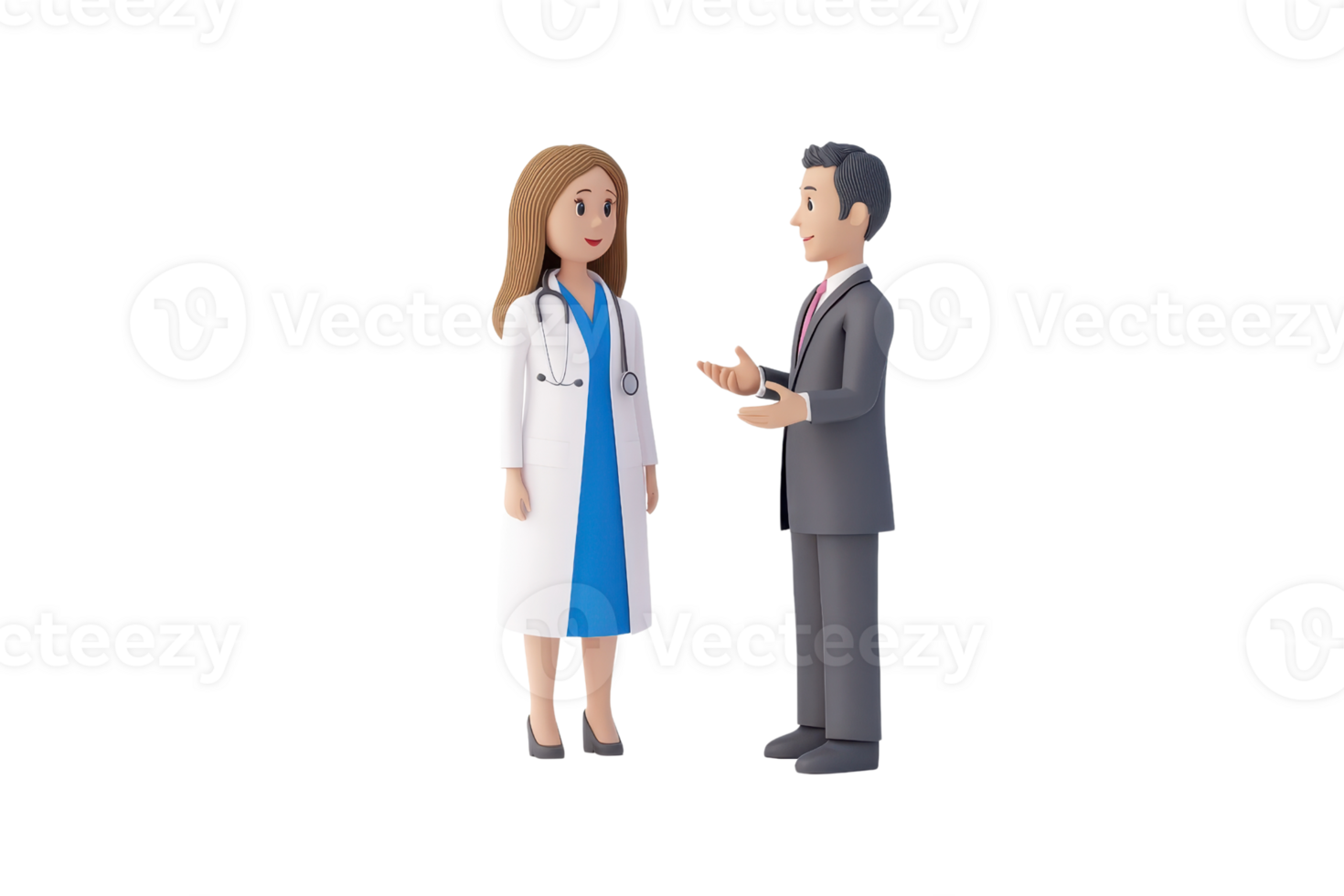 A doctor and a patient engaged in a conversation, depicting a professional dialogue in a healthcare setting. png