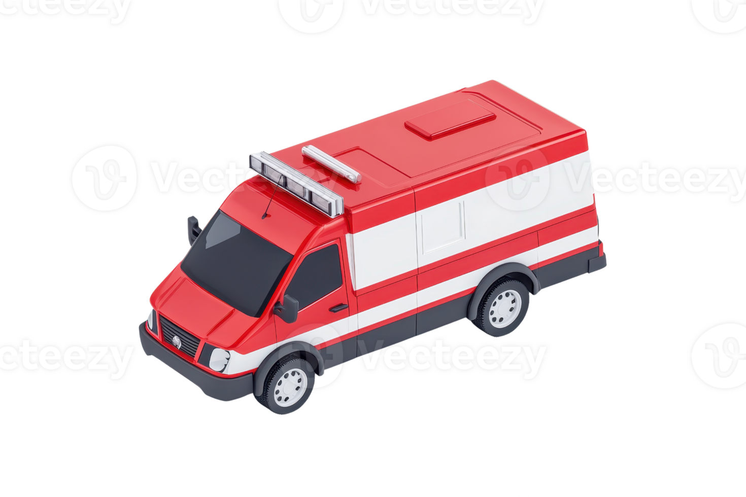 A red and white ambulance vehicle designed for emergency medical services. png