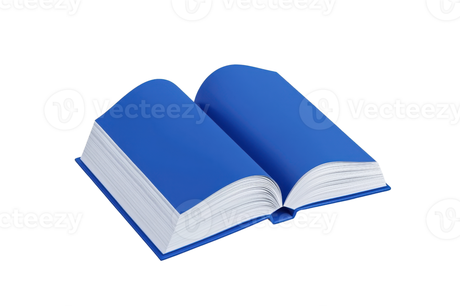 An open blue book with blank pages, showcasing its unique color and structure. png