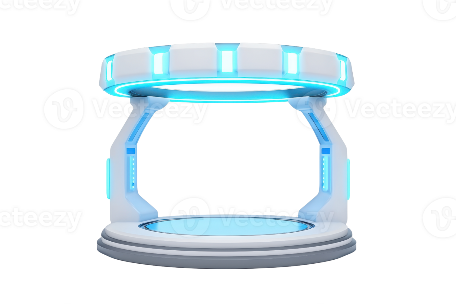 A futuristic platform featuring a circular design with illuminated accents, ideal for sci-fi themes or technology-related concepts. png
