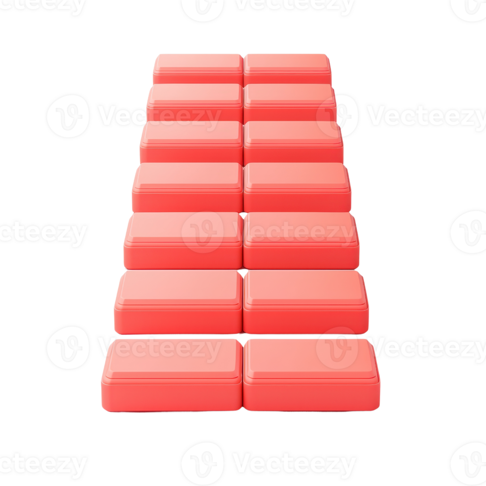 A series of red, rectangular blocks arranged in a staggered formation, showcasing a uniform design. png