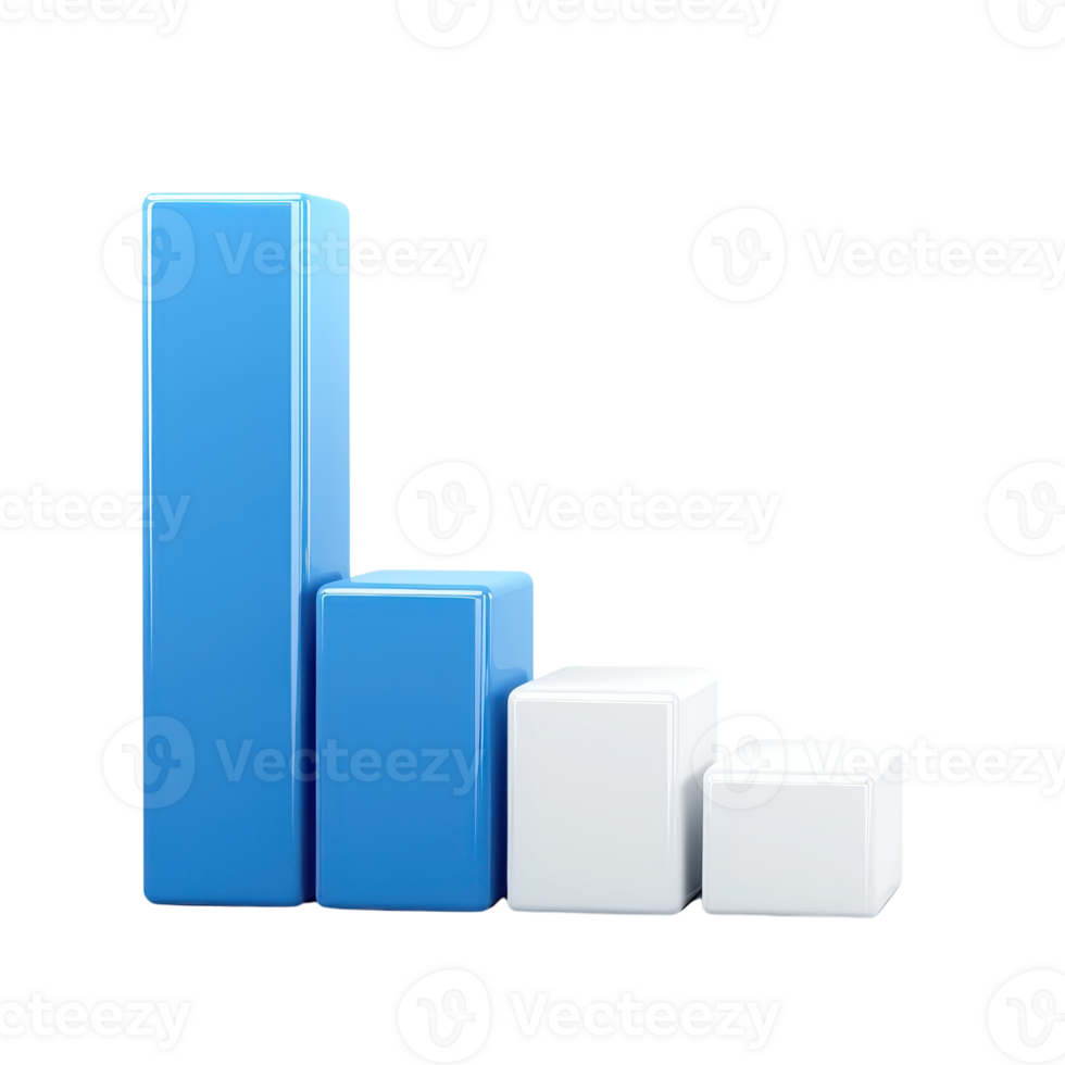 A series of blue and white 3D bars of varying heights arranged in a pattern, representing data visualization or statistical analysis. png