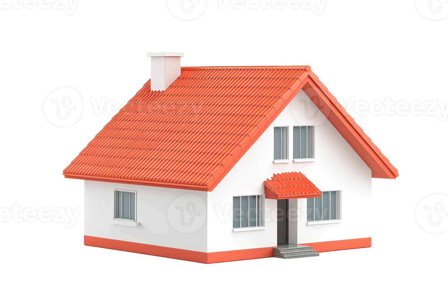 A charming house with a red tiled roof, white walls, and a welcoming front entrance. png