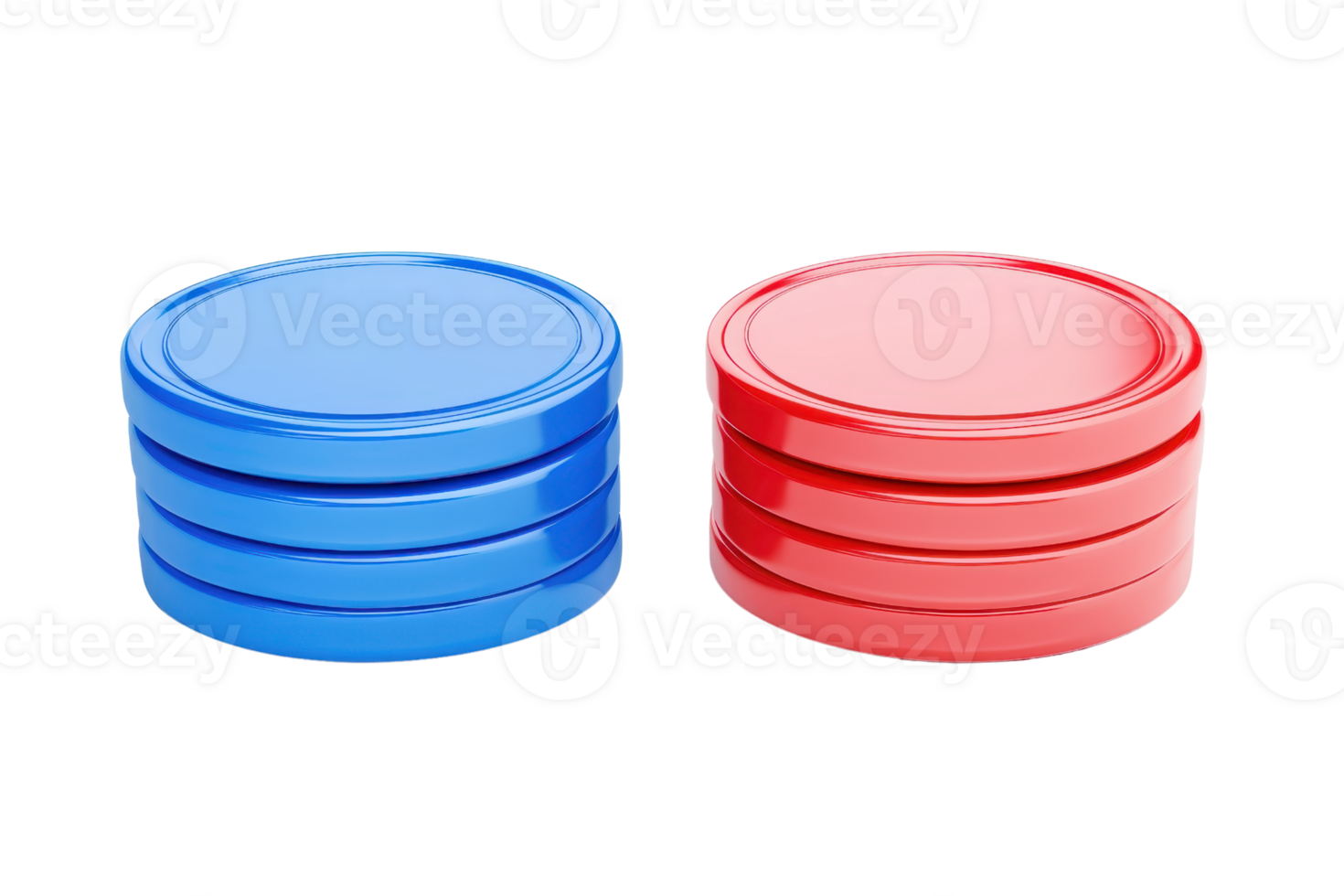 Stacked blue and red circular containers with smooth surfaces, showcasing a vibrant color contrast and a simple design. png