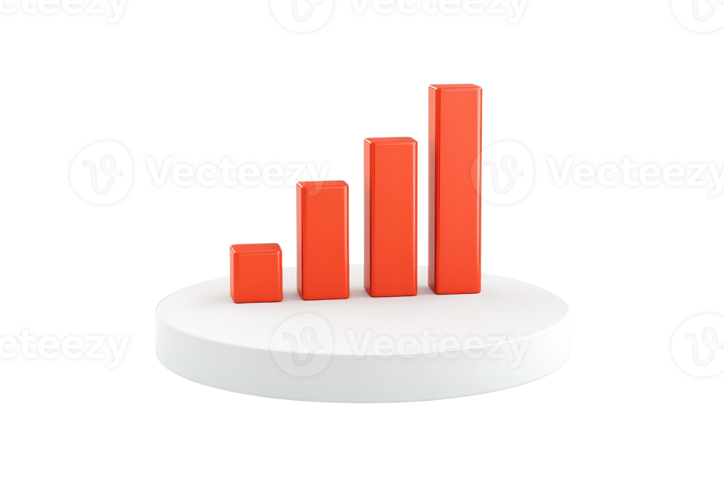 A series of increasing orange bars representing growth, displayed on a circular white base. png