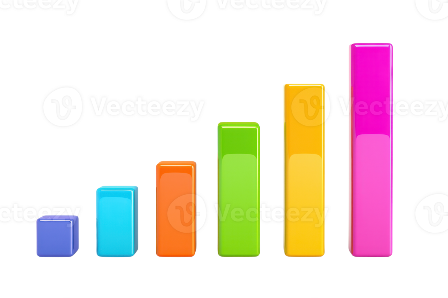A colorful bar graph with increasing heights in different colors, representing data or statistics in a visually engaging manner. png