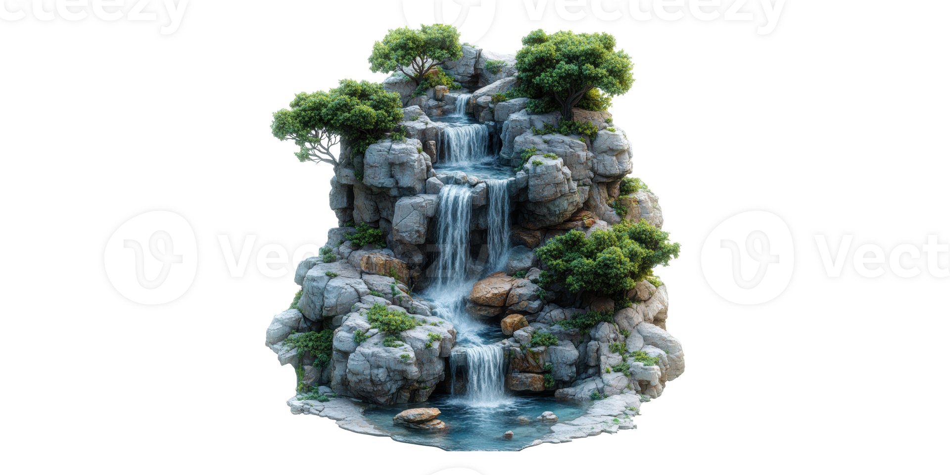 Miniature Waterfall Decoration Isolated on Transparent Background png