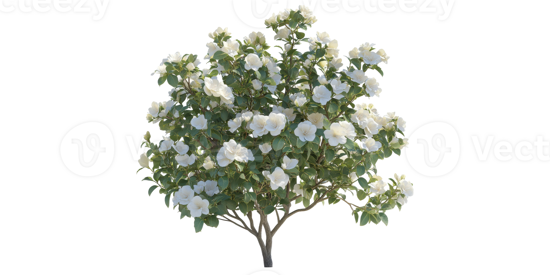 Green Blossoming Tree Isolated on Transparent Background png