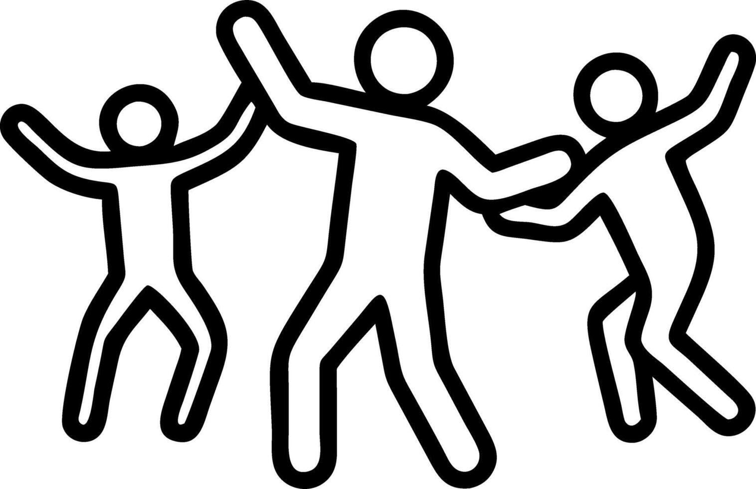 Family dancing in the living room plain neutral background with copy space vector
