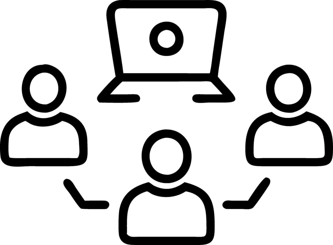 Diverse professionals engaging in digital brainstorming with plain background and copy space vector