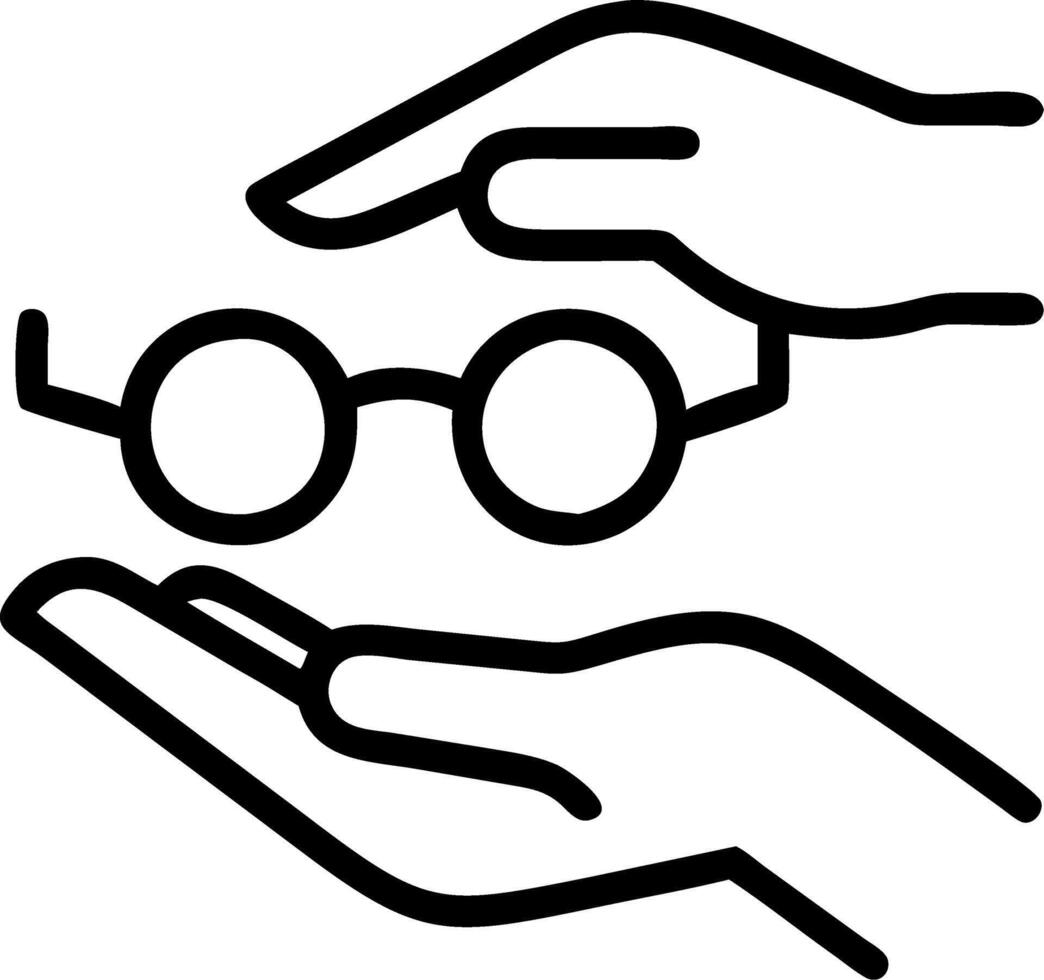 Close up of a caregiver assisting with reading glasses vector