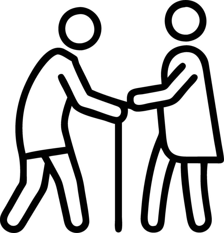 Candid nurse assisting an elderly person with a walk outside vector