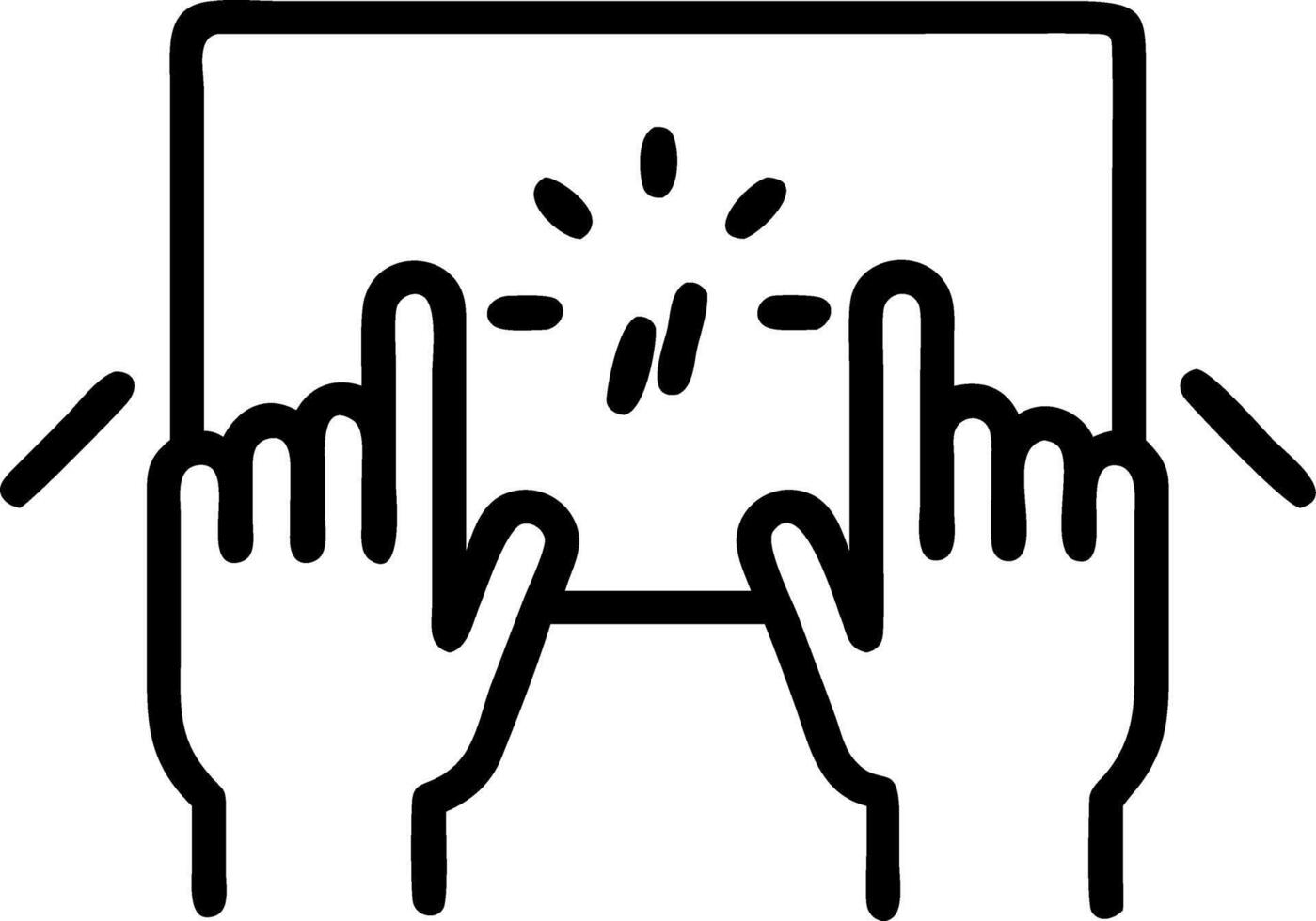 Close up of hands tapping on a futuristic tablet glowing light with copy space vector