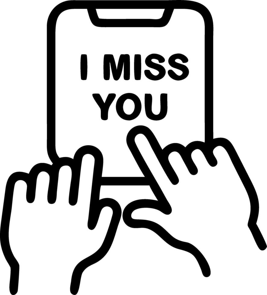 Close up of Hands Texting I Miss You on a Smartphone vector