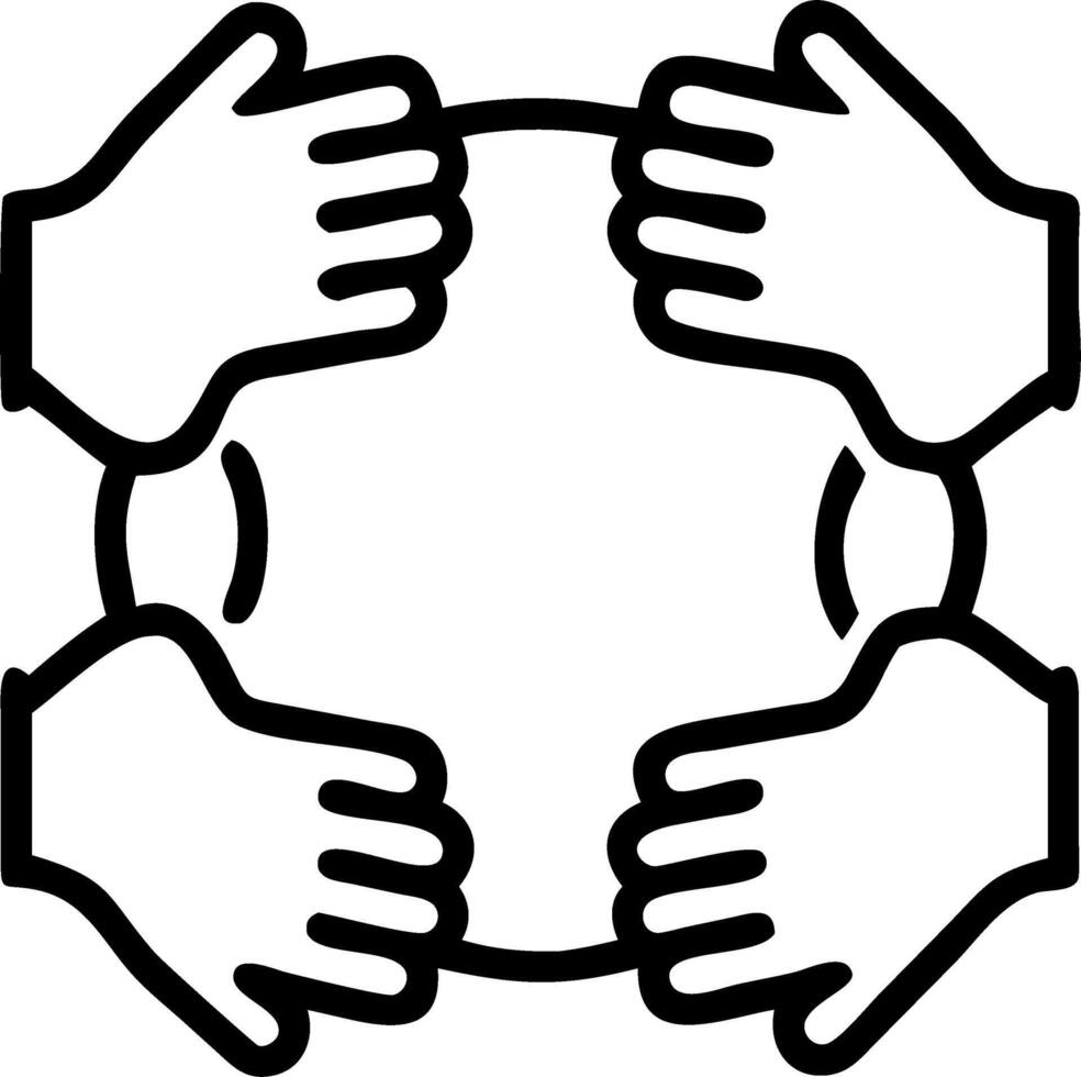 Close up of Hands Joining Together in a Circle vector