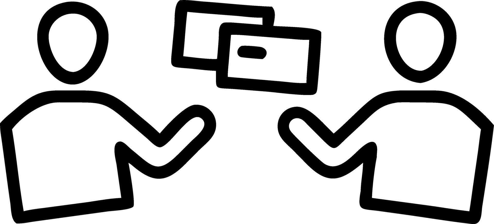 Close up of business cards being exchanged plain light background with copy space vector