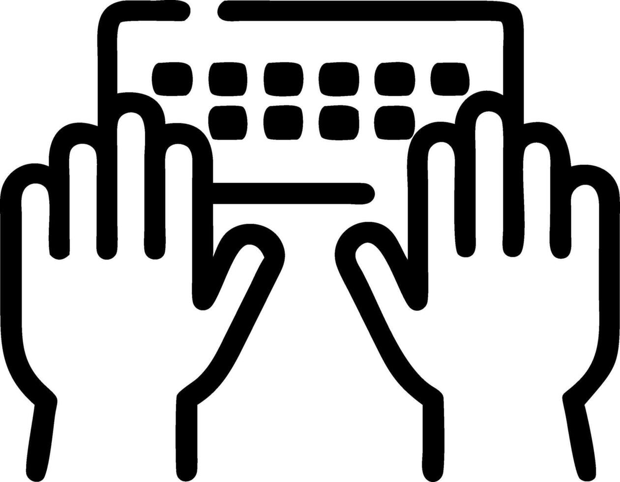 Close up of Hands Typing on a Shared Keyboard vector