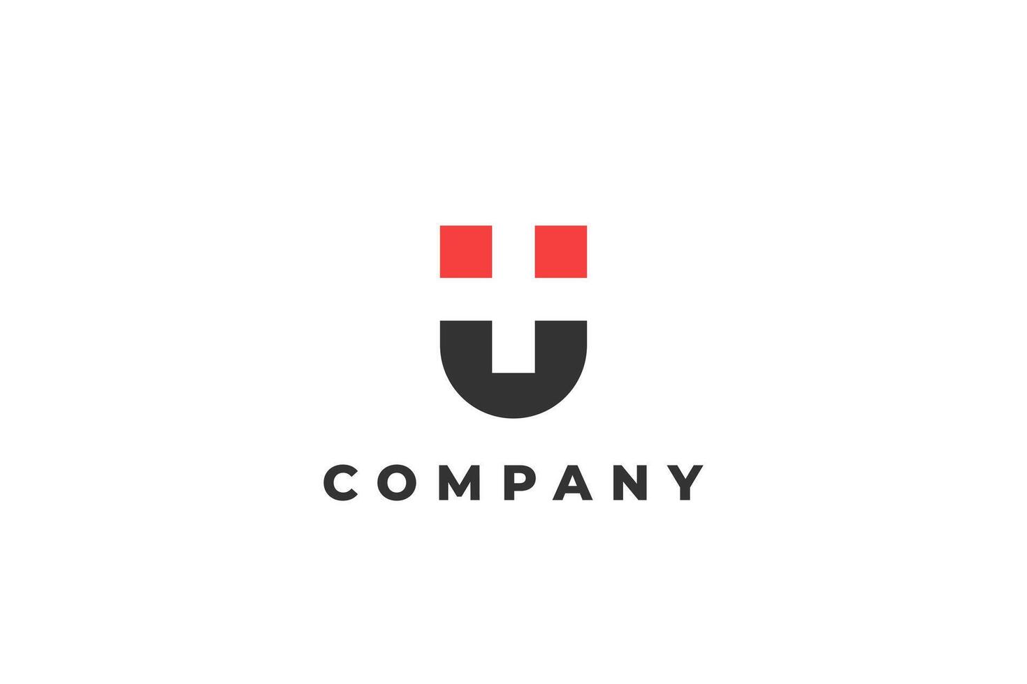 letter u with plus hospital symbol on negative space magnet logo vector