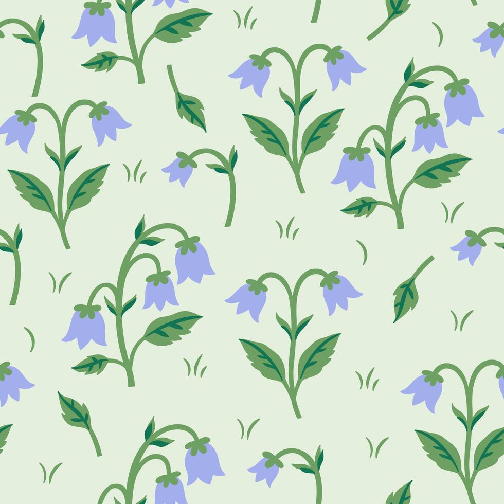 Simple seamless pattern of blue bells. graphics. vector