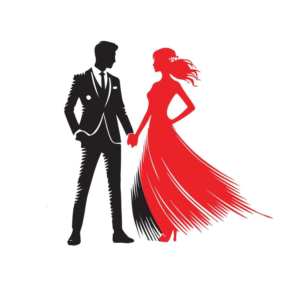 Silhouette of a Loving Couple vector