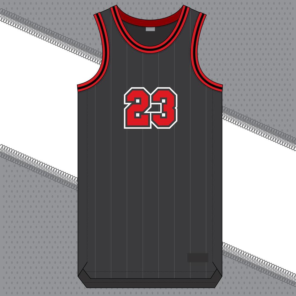 basketball jersey in black and red color front view vector