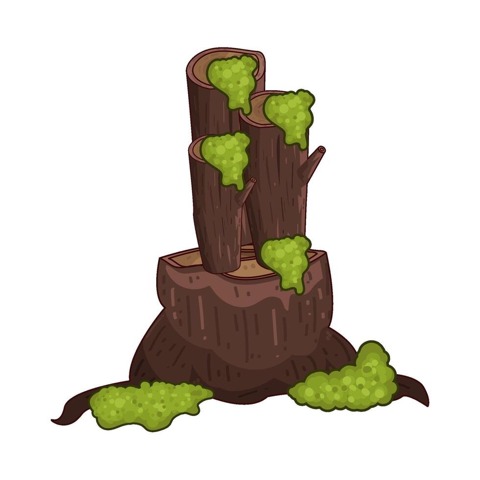 wood covered with grass illustration vector