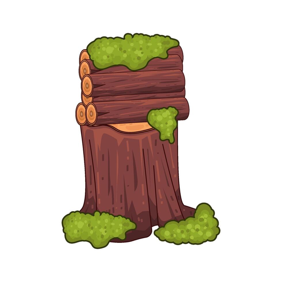 illustration of wood covered with grass vector