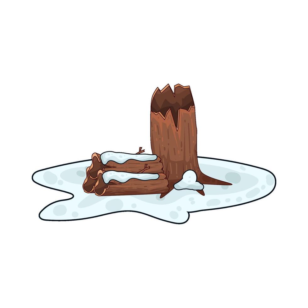 wood and snow illustration vector