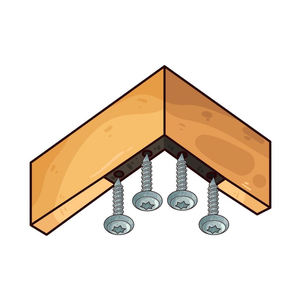 illustration of four bolts will be embedded in the wood vector