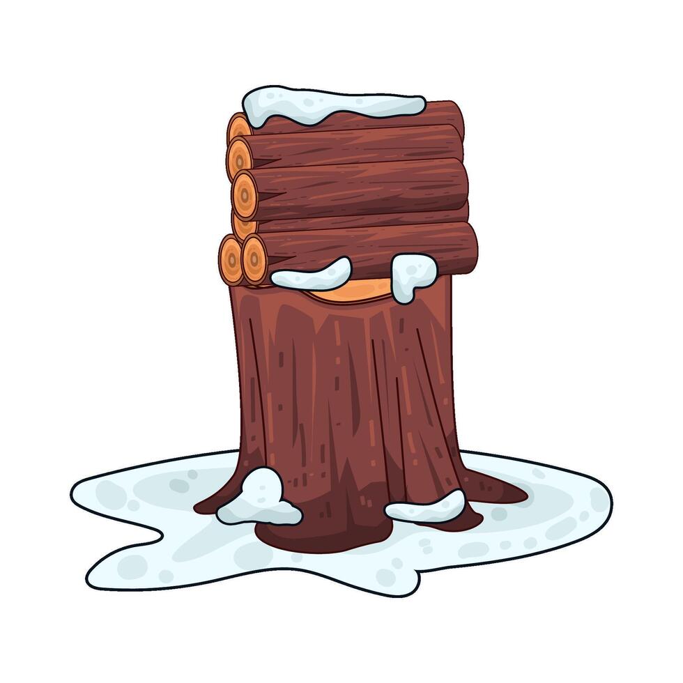 pile of wood covered in snow vector