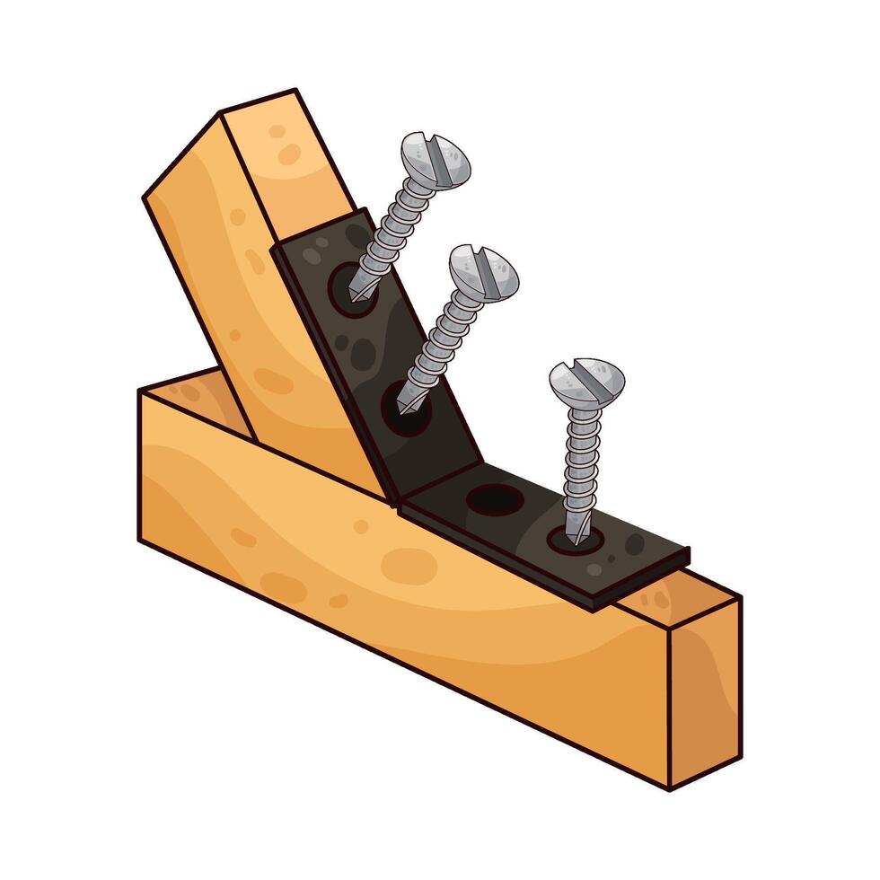 three bolts will be embedded in the wood illustration vector