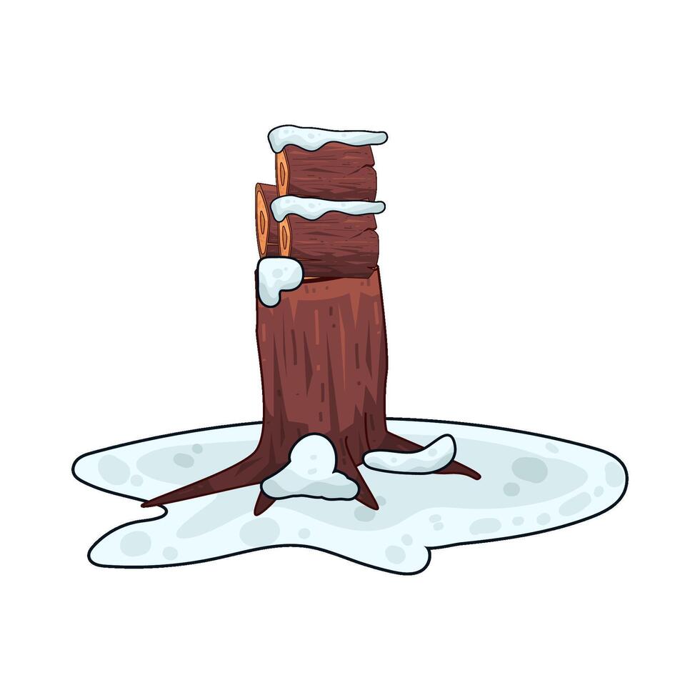wood with snow illustration vector