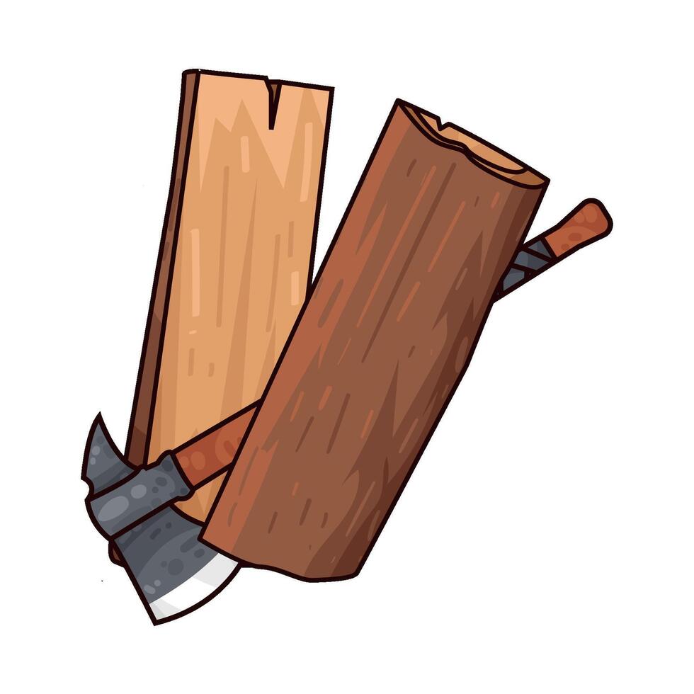 cutting wood with axe illustration vector