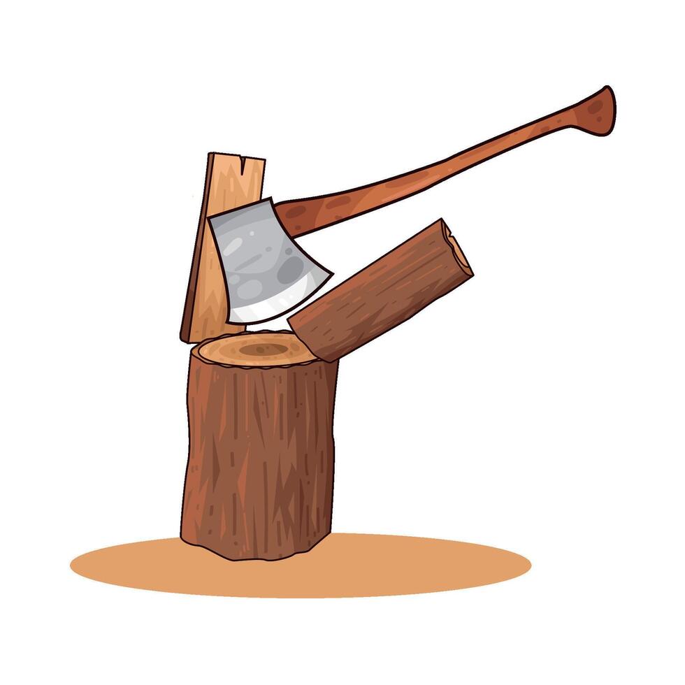 wood splitting axe vector