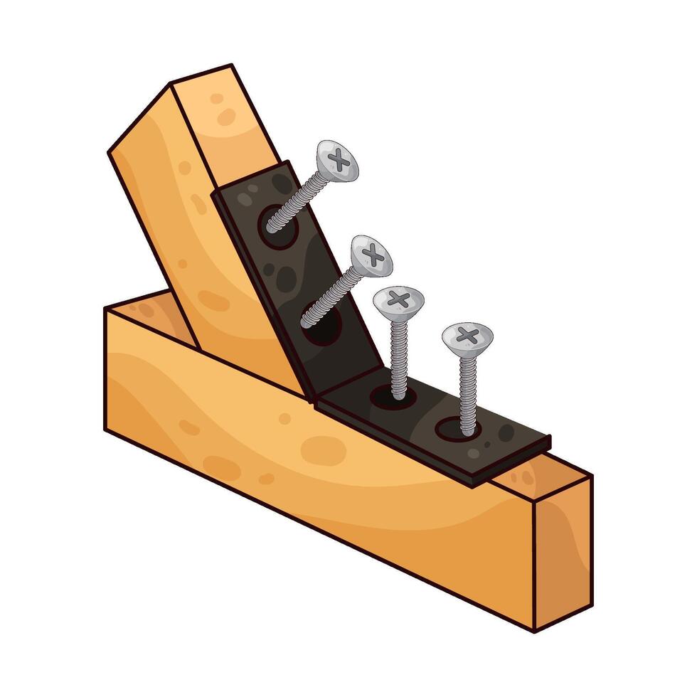 four bolts will be embedded in the wood illustration vector